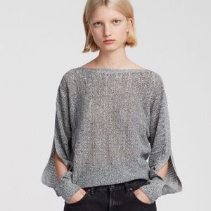All Saints Gray Elle Open Sleeve Boatneck Sweater Size Small